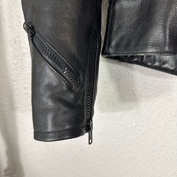 First Gear Motorcycle Black Leather Jacket Size 44 - Picture 10 of 13